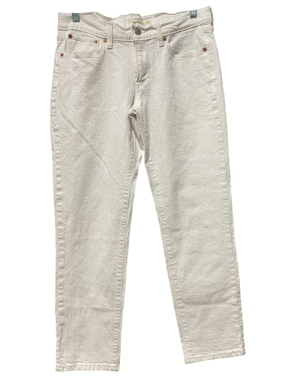 Levis Boyfriend Denim Jeans 27 White Mid Rise Stretch Casual Vanilla Girl Y2K